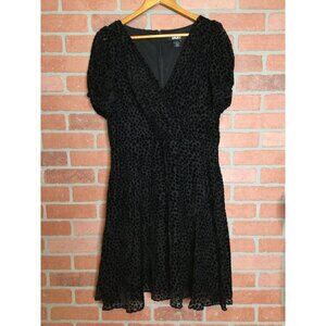 DKNY Womens Black Velvet Burnout Dress Size 14 Witchy Whimsigoth Gothic